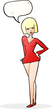 Bir insan tarafından çizilmiş konuşma balonu olan güzel bir kadın.