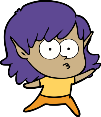 Bir insan tarafından çizilmiş çizgi film elf kızı.