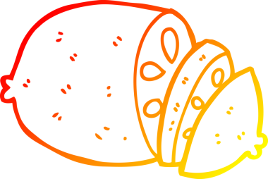 Bir insan tarafından çizilmiş dilimlenmiş limon çizimi.