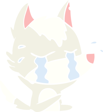 Bir insan tarafından çizilmiş düz renkli ağlayan kurt resmi.