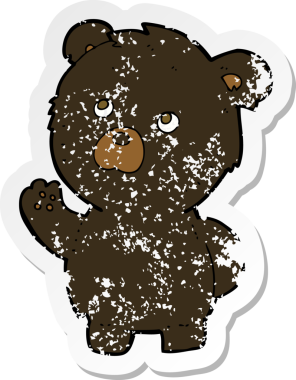 Bir insan tarafından çizilmiş siyah ayı sallayan bir çizgi filmin gerilimli yapıştırması.