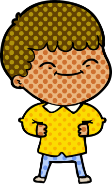 Bir insan tarafından çizilmiş mutlu çocuk çizgi filmi.