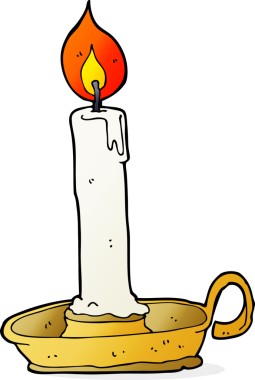 Bir insan tarafından çizilmiş yanan mum.
