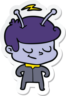 Bir insan tarafından çizilmiş dost canlısı bir uzay adamının çıkartması.