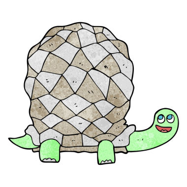 Bir insan tarafından çizilmiş serbest dokulu karikatür kaplumbağası.