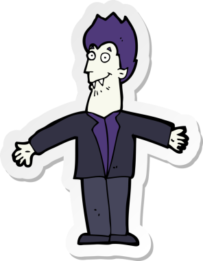 Bir insan tarafından çizilmiş bir vampir adamın çıkartması.