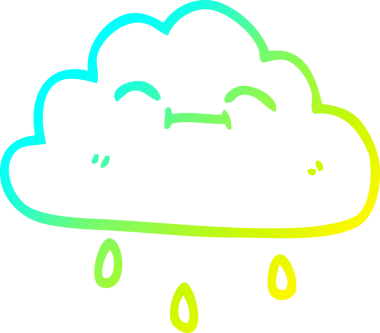 Bir çizgi filmin soğuk gradyan çizimi bir insan tarafından çizilmiş mutlu yağmur bulutu