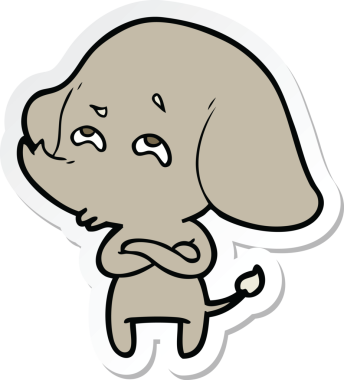 Bir insan tarafından çizilmiş karikatür filinin çıkartması.