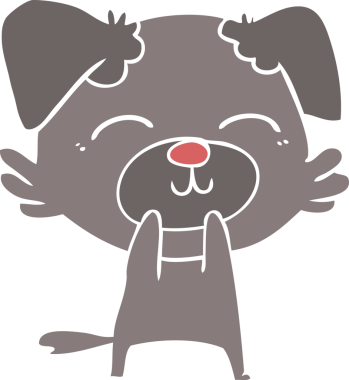 Bir insan tarafından çizilmiş düz renkli çizgi film köpeği.