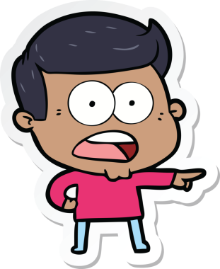 Bir insan tarafından çizilmiş bir karikatür çıkartması.