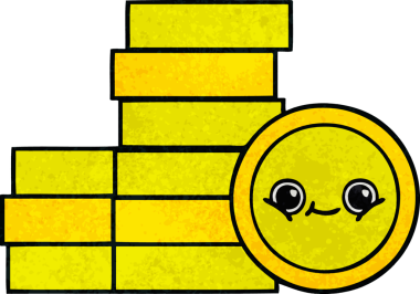 Bir insan tarafından çizilmiş eski grunge desenli bozuk paraların karikatürü