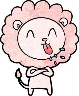 Bir insan tarafından çizilmiş mutlu çizgi film aslanı.