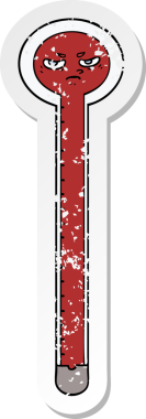 Bir insan tarafından çizilmiş karikatür termometresinin sıkıntılı etiketi.