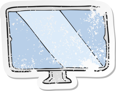 Bir insan tarafından çizilmiş bir karikatür ekranının gerilimli yapıştırması