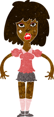 Bir insan tarafından çizilmiş karikatür kız kavgası.