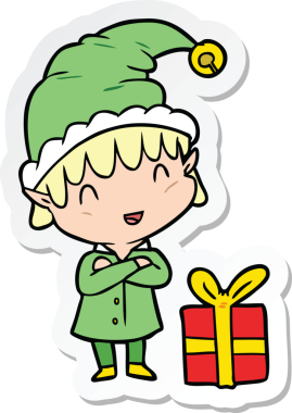 Bir insan tarafından çizilmiş mutlu noel elfi.