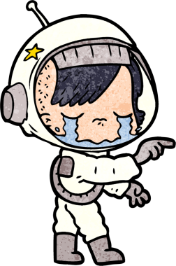 Bir insan tarafından çizilmiş ağlayan astronot kız.