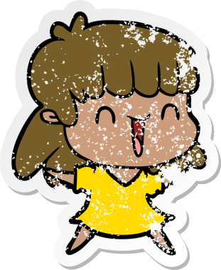 Bir insan tarafından çizilmiş karikatür bir kadının sıkıntılı çıkartması.