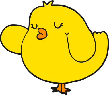 Bir insan tarafından çizilmiş çizgi film kuşu.