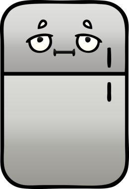 Bir insan tarafından çizilmiş bir buzdolabının gölgelenmiş karikatürü.