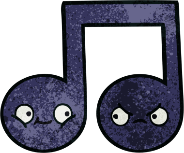 Bir insan tarafından çizilmiş müzikal notanın retro grunge desen karikatürü