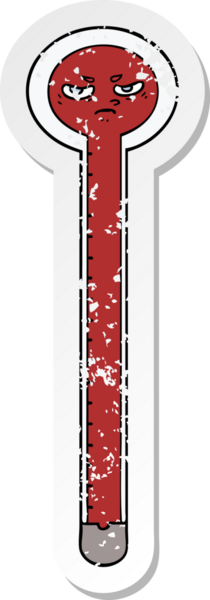 Bir insan tarafından çizilmiş karikatür termometresinin sıkıntılı etiketi.