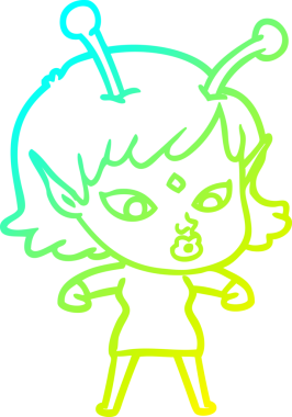 Bir insan tarafından çizilmiş güzel bir uzaylı kız çizimi.