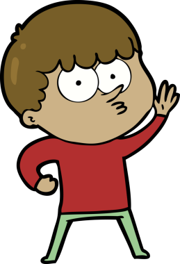 Bir insan tarafından çizilmiş meraklı bir çocuk.