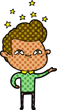 Bir insan tarafından çizilmiş heyecanlı bir çizgi film.