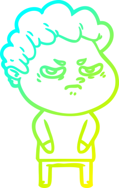 Bir insan tarafından çizilmiş kızgın bir adamın soğuk çizgi çizimi.