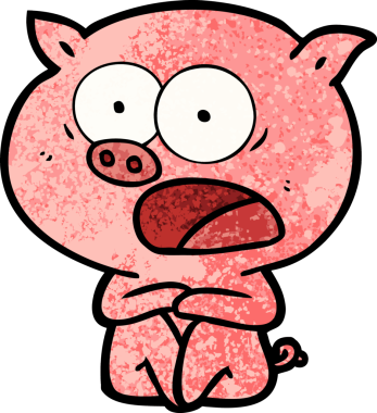 Şok olmuş domuz bir insan tarafından çizilmiş.