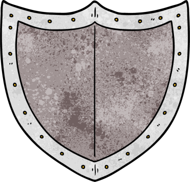 Bir insan tarafından çizilmiş çizgi film kalkanı.