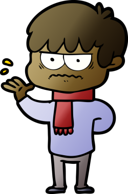 Bir insan tarafından çizilmiş sinirli çizgi film çocuğu.