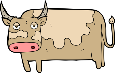 bir insan tarafından çizilmiş çizgi film ineği