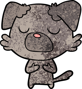 Bir insan tarafından çizilmiş çizgi film köpeği.