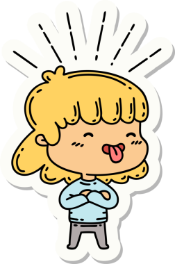 Dövme stili bir kızın bir insan tarafından çizilmiş dili.