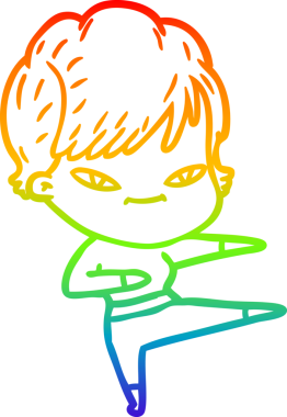 gökkuşağı gradyan çizimi bir insan tarafından çizilmiş mutlu bir kadın çizgi