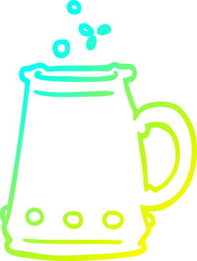 Bir insan tarafından çizilmiş soğuk gradyan çizgi film jem kabuklu fincan