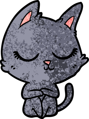 Bir insan tarafından çizilmiş sakin çizgi film kedisi.