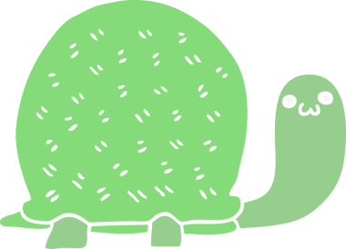 Bir insan tarafından çizilmiş şirin düz renkli çizgi film kaplumbağası.