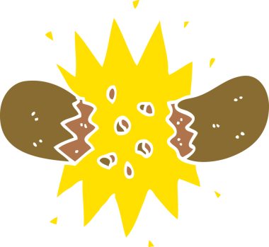 Bir insan tarafından çizilmiş düz renkli çizim patlayan sosis