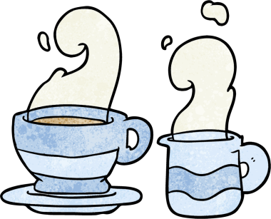 Bir insan tarafından çizilmiş bir fincan kahve.