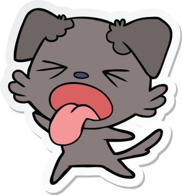 Bir insan tarafından çizilmiş tiksindirici bir köpeğin çıkartması.