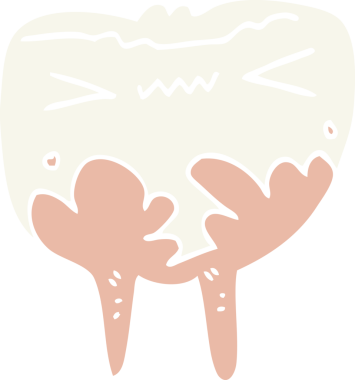 Bir insan tarafından çizilmiş düz renk çizgi film kötü dişi