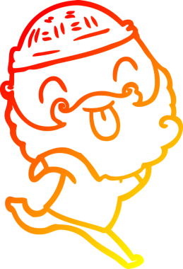 Bir insan tarafından çizilmiş sakallı, koşan bir adamın sıcak çizgi çizimi.