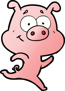 Bir insan tarafından çizilen mutlu domuz çizgi filmi.