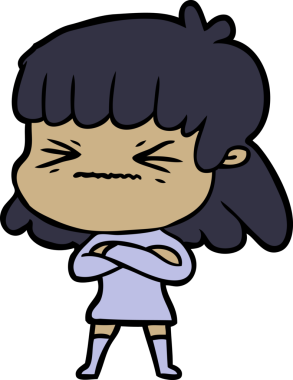 Çizgi film bir insan tarafından çizilmiş stresli bir kadın.