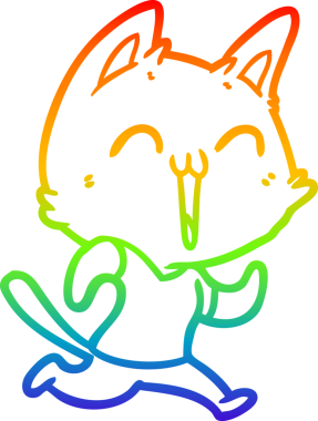 gökkuşağı gradyan çizimi mutlu çizgi film kedisi bir insan tarafından çizildi