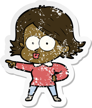 Bir insan tarafından çizilmiş karikatür kızının sıkıntılı çıkartması.