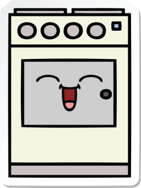 Bir insan tarafından çizilmiş şirin bir mutfak fırınının çıkartması.